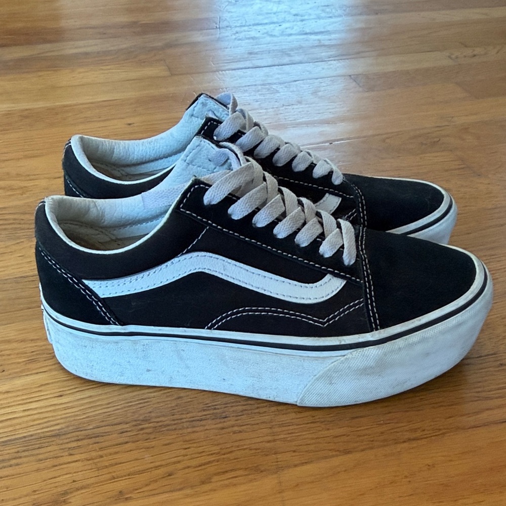 Vans Black & White Platform Old Skool Sneakers